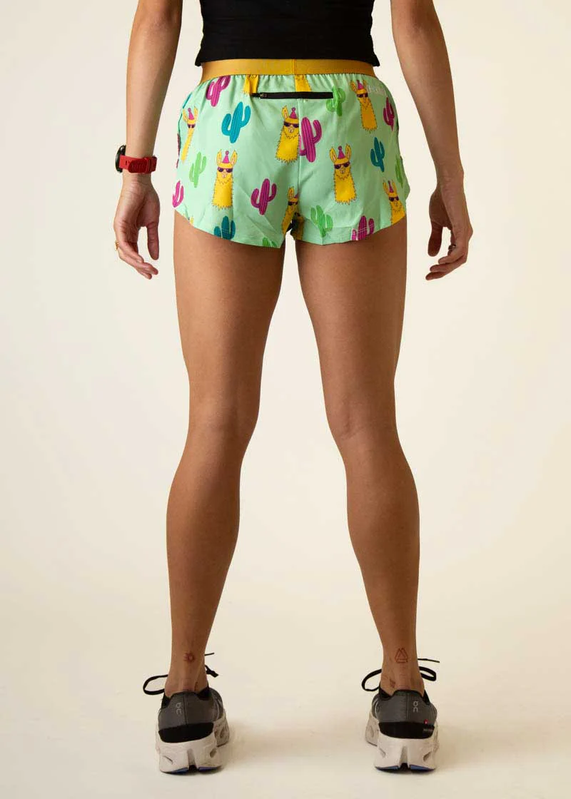 Women's Green Llamas 1.5" Split Shorts - Image 5