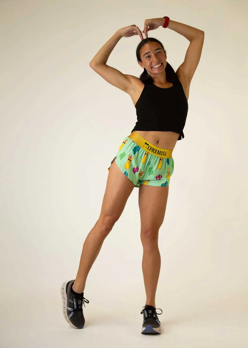 Women's Green Llamas 1.5" Split Shorts - Image 7