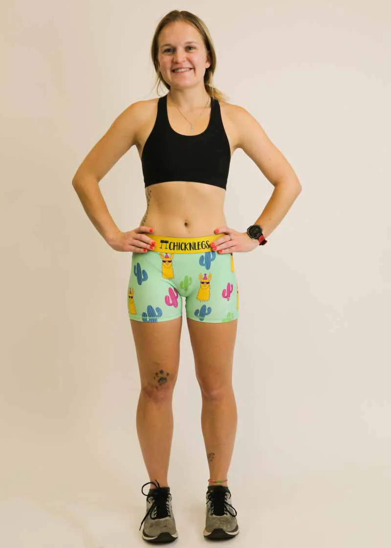 Women's Green Llamas 3" Compression Shorts - Image 5