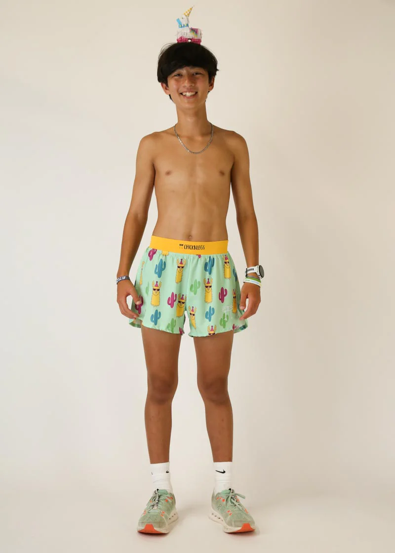 Men's Green Llamas 4" Half Split Shorts - Image 5