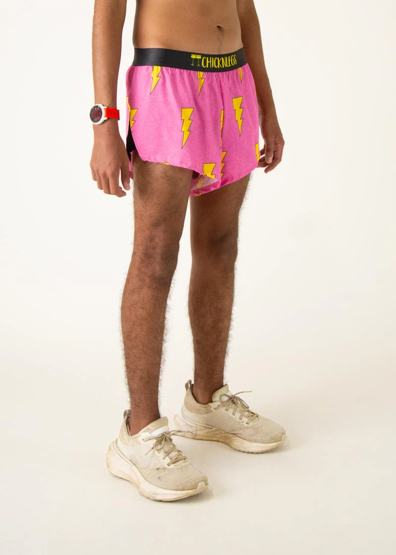Men's Pink Bolts 2" Split Shorts - Image 3