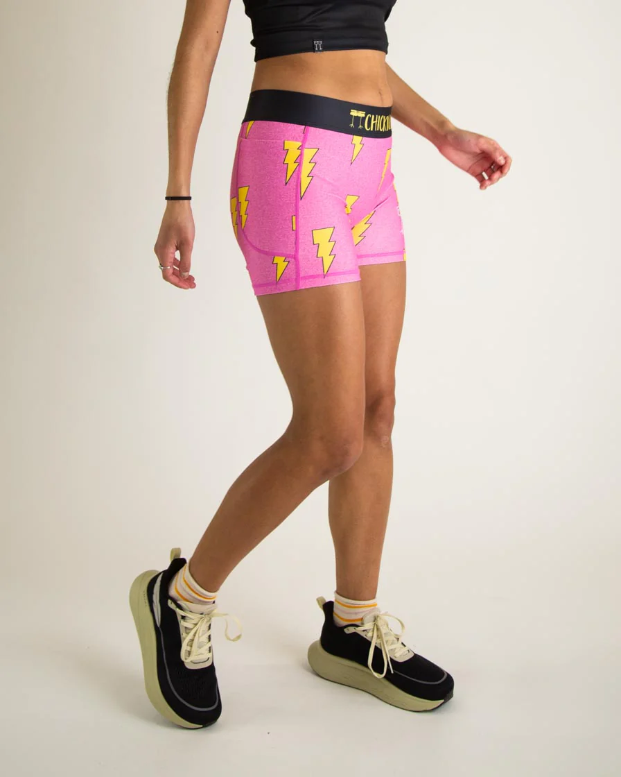 Women's Pink Bolts 3" Compression Shorts - Image 2