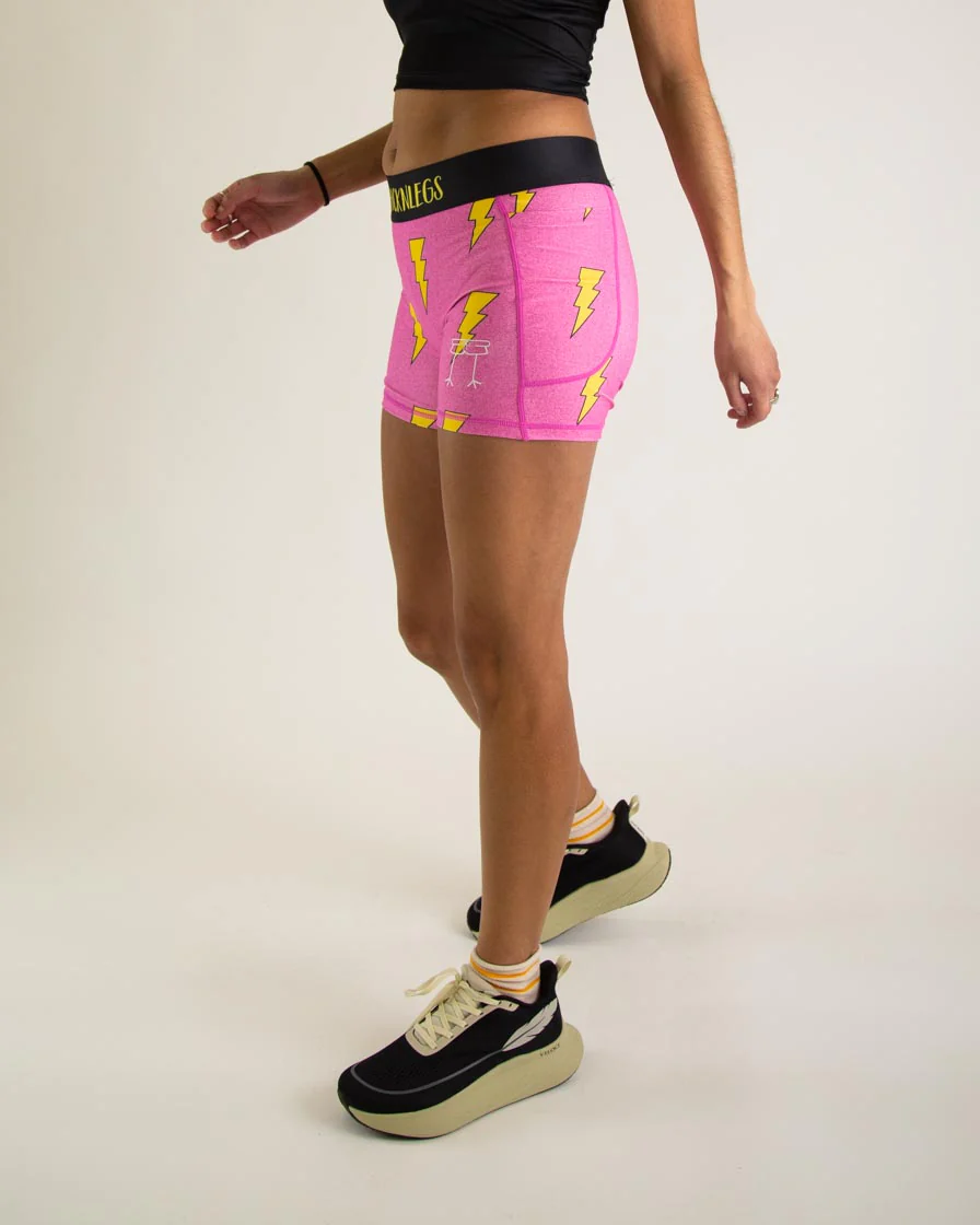Women's Pink Bolts 3" Compression Shorts - Image 3