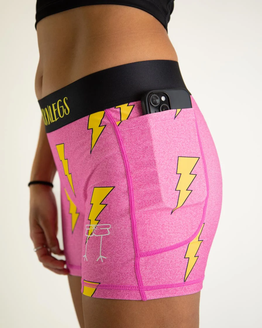 Women's Pink Bolts 3" Compression Shorts - Image 5
