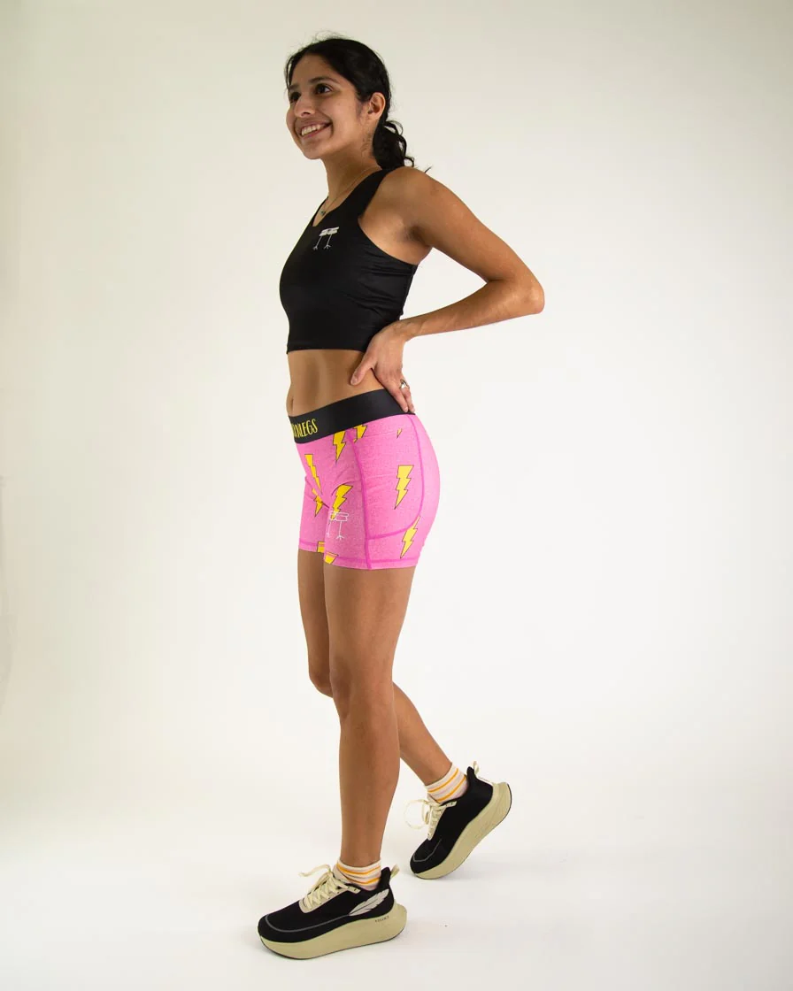 Women's Pink Bolts 3" Compression Shorts - Image 6