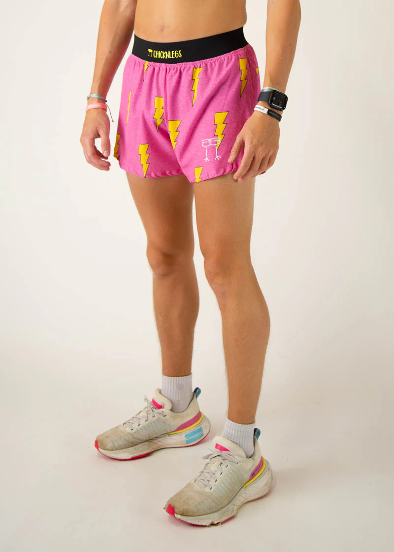 Men's Pink Bolts 4" Half Split Shorts - Image 2