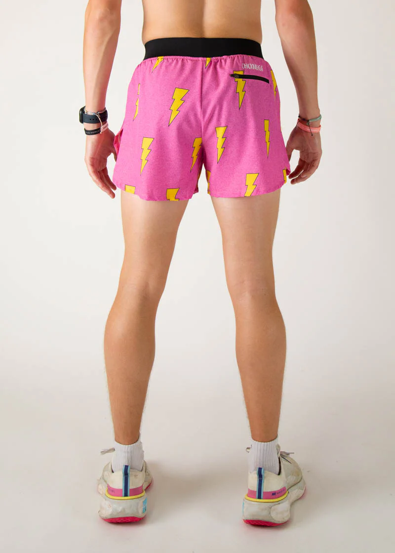 Men's Pink Bolts 4" Half Split Shorts - Image 4