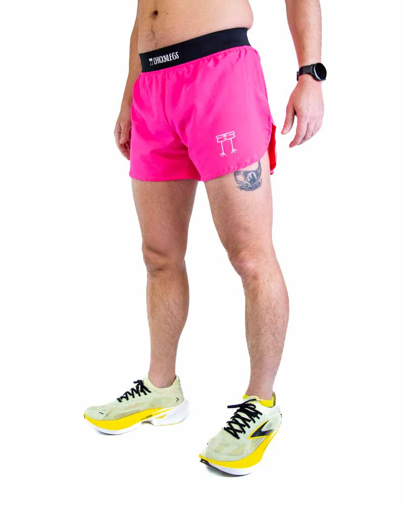 Men's Neon Pink 4" Half Split Shorts - Image 2