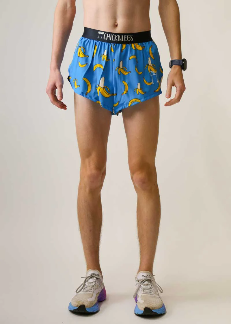 Men's Blue Bananas 2" Split Shorts - Image 2