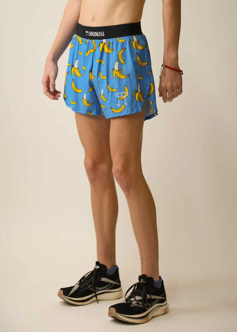 Men's Blue Bananas 4" Half Split Shorts - Image 2