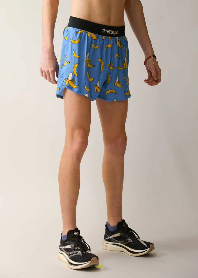 Men's Blue Bananas 4" Half Split Shorts - Image 3