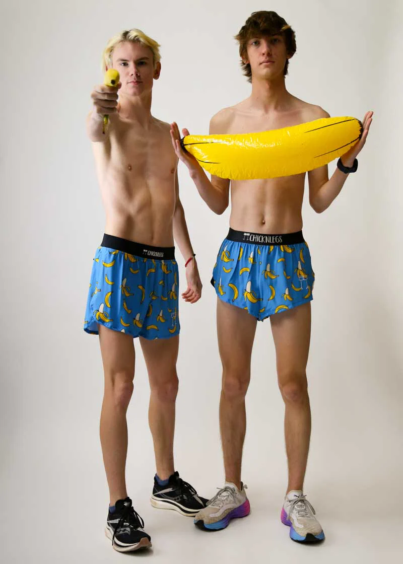 Men's Blue Bananas 4" Half Split Shorts - Image 5