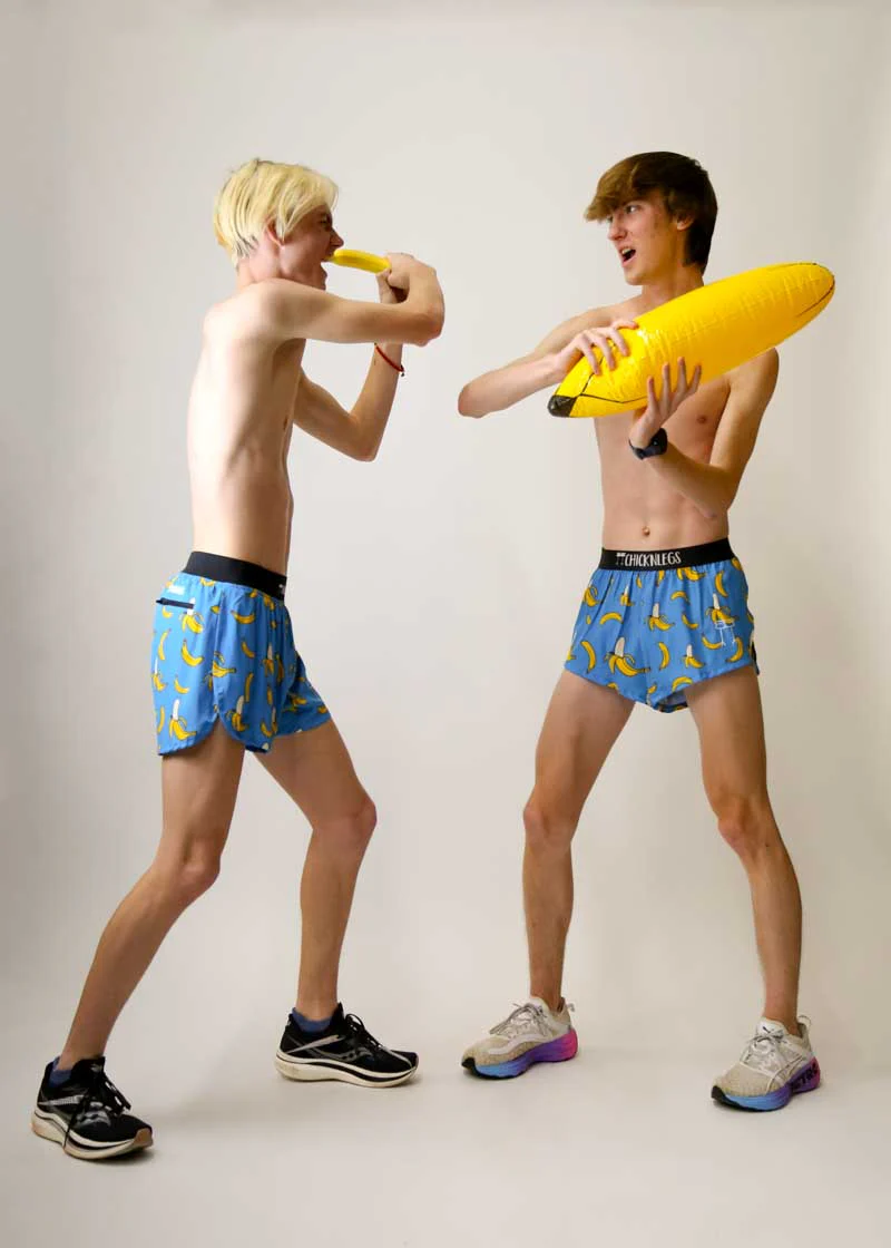 Men's Blue Bananas 4" Half Split Shorts - Image 6