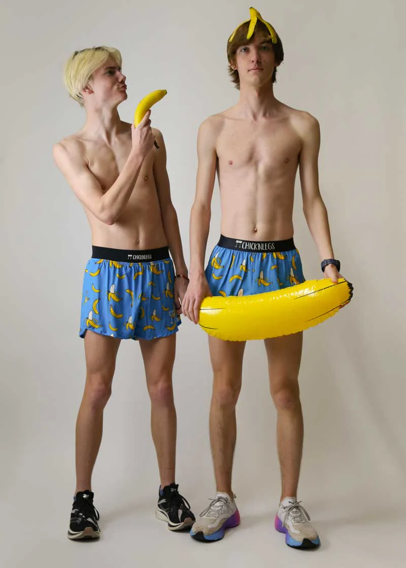 Men's Blue Bananas 4" Half Split Shorts - Image 7