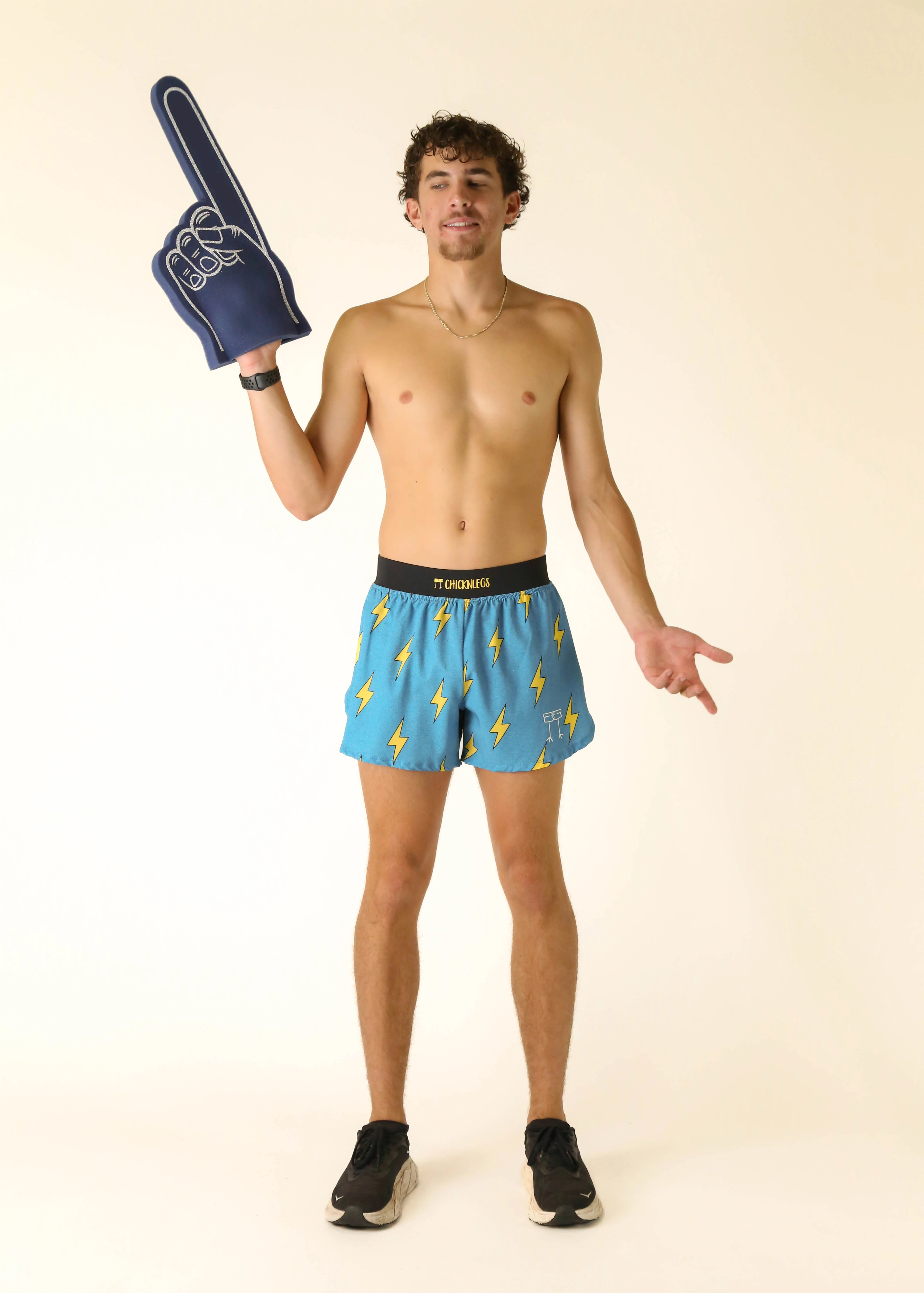 Men's Blue Bolts 4" Half Split Shorts - Image 5