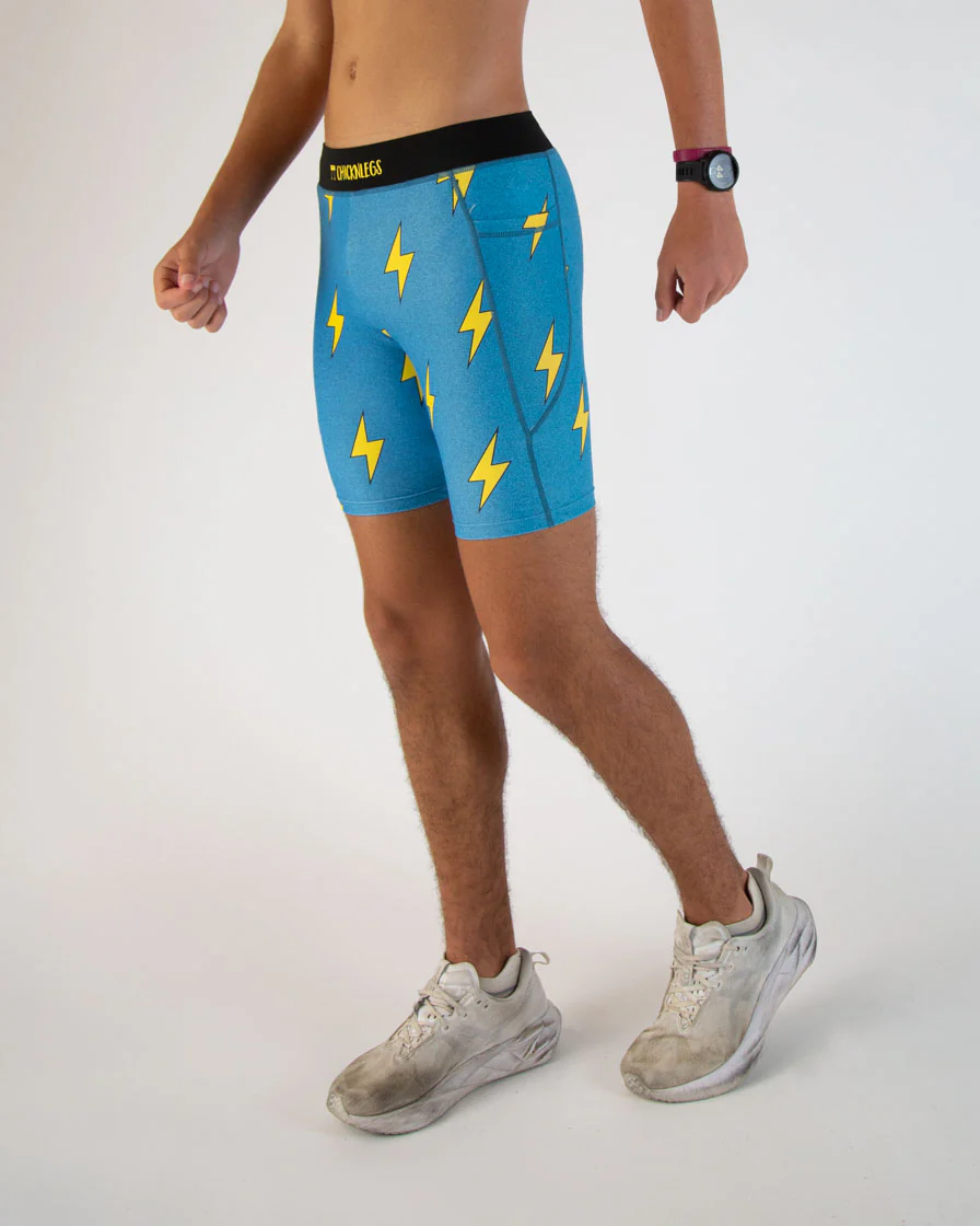 Men's Blue Bolts 8" Half Tights - Image 3