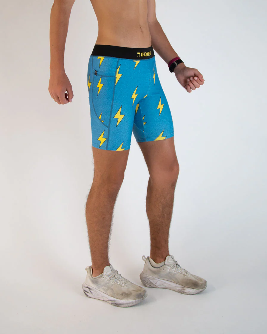 Men's Blue Bolts 8" Half Tights - Image 4