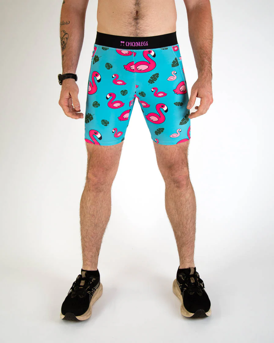 Men's Blue Flamingo 8" Half Tights - Image 2