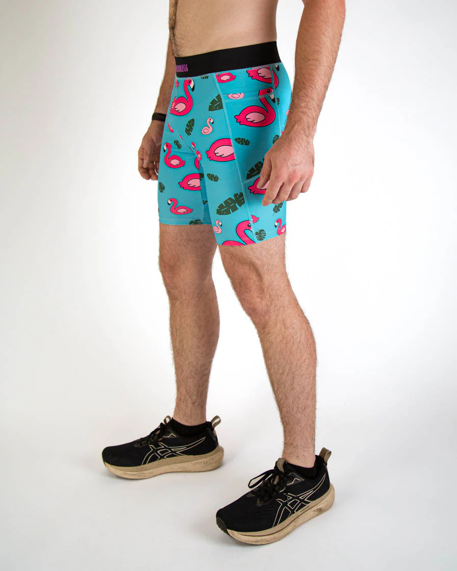 Men's Blue Flamingo 8" Half Tights - Image 4