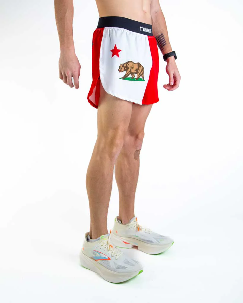 Men's California Flag 4" Half Split Shorts - Image 3