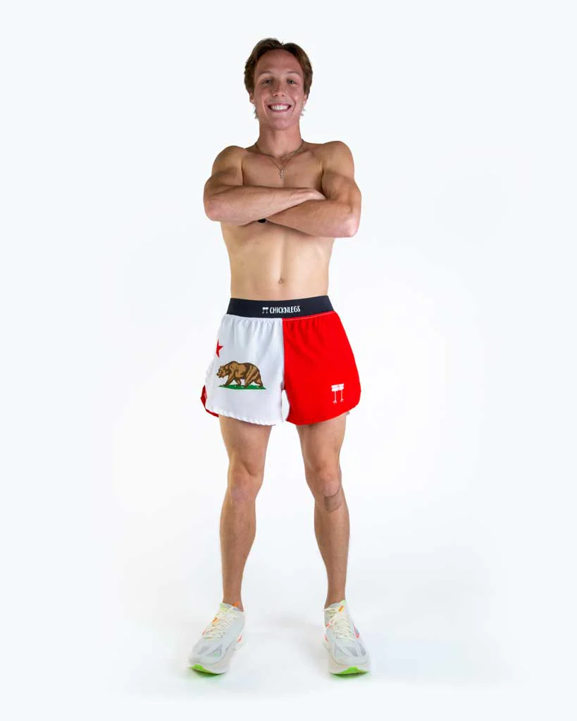 Men's California Flag 4" Half Split Shorts - Image 5