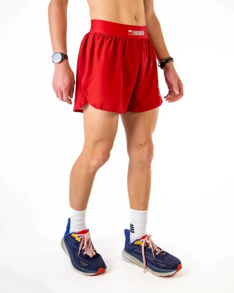 Men's Cardinal Red 4" Half Split Shorts - Image 2