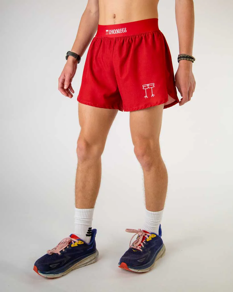 Men's Cardinal Red 4" Half Split Shorts - Image 3
