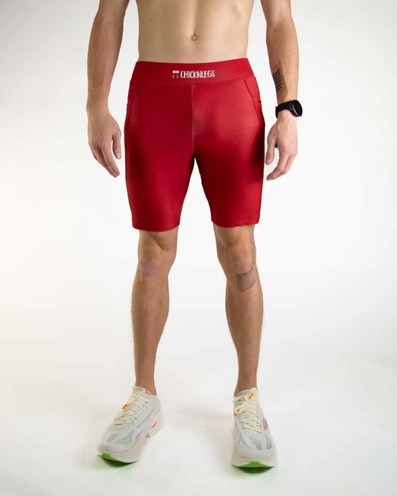 Men's Cardinal Red 8" Half Tights - Image 2