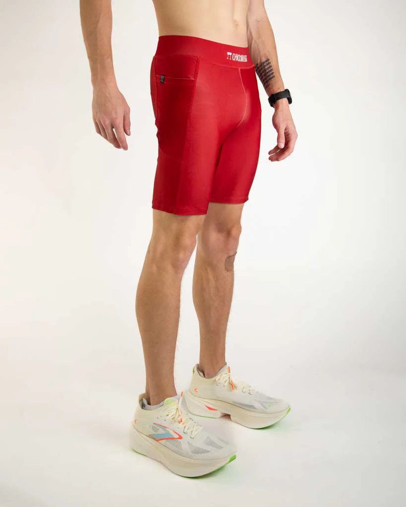 Men's Cardinal Red 8" Half Tights - Image 4