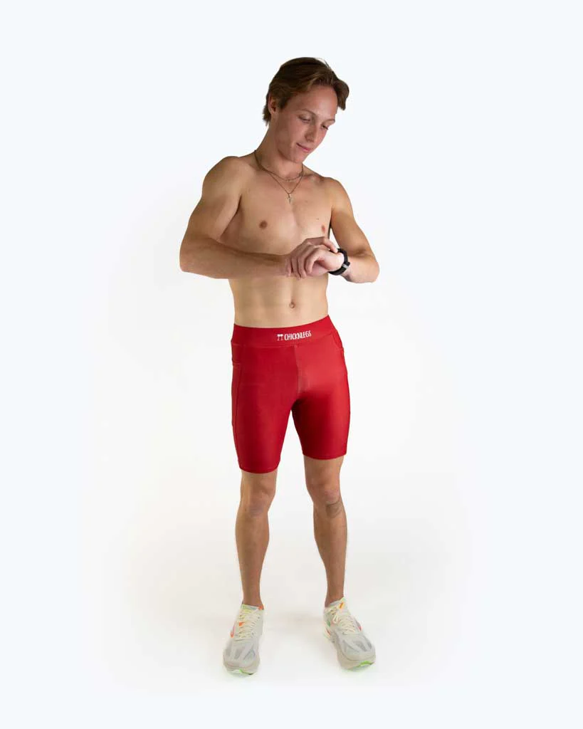Men's Cardinal Red 8" Half Tights - Image 7