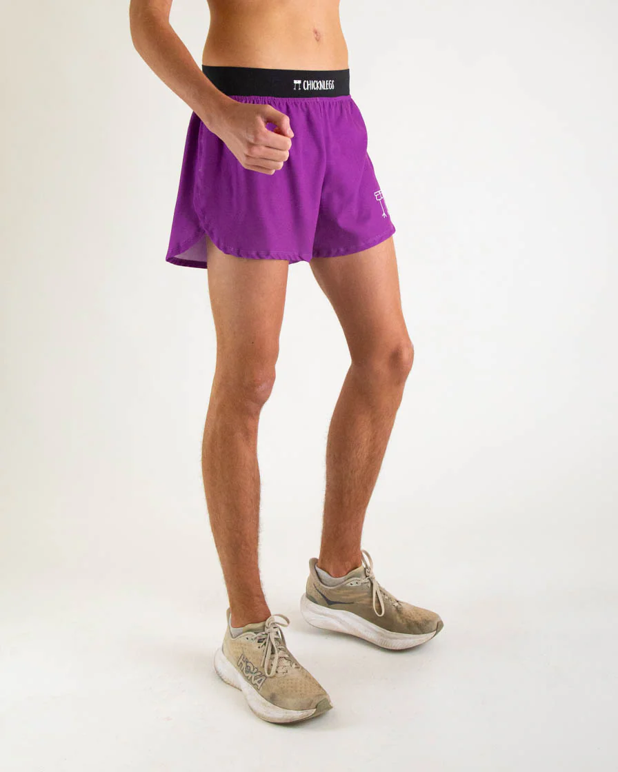 Men's Deep Purple 4" Half Split Shorts - Image 2
