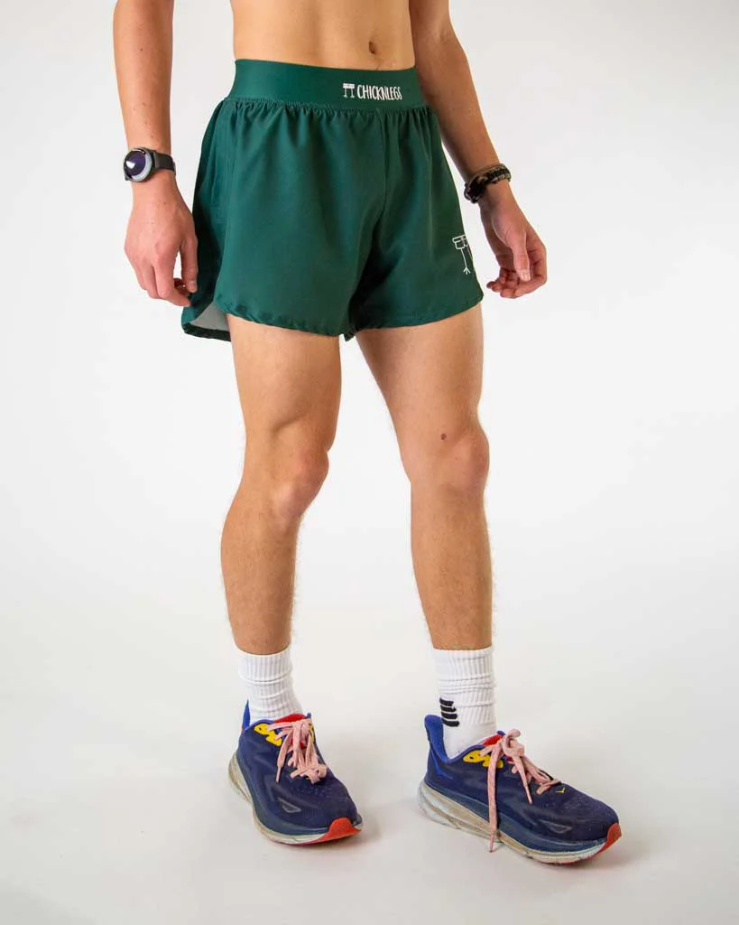 Men's Forest Green 4" Half Split Shorts - Image 3
