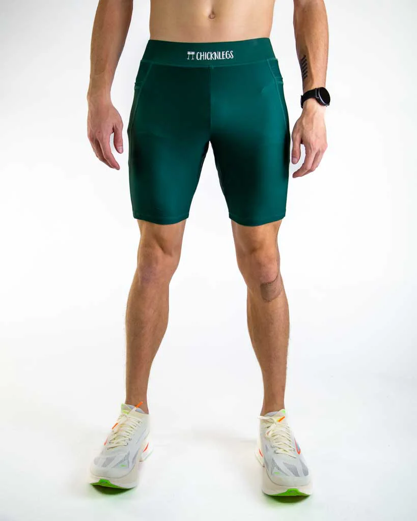 Men's Forest Green 8" Half Tights - Image 2