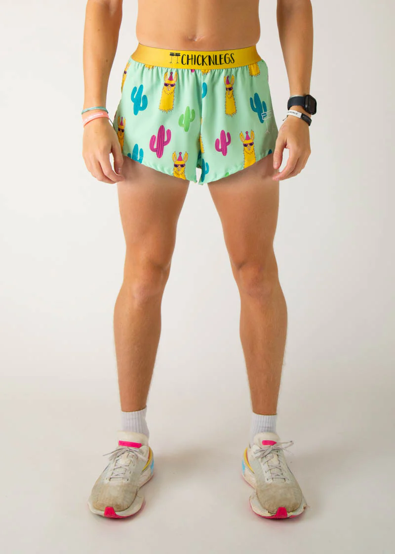 Men's Green Llamas 2" Split Shorts - Image 2