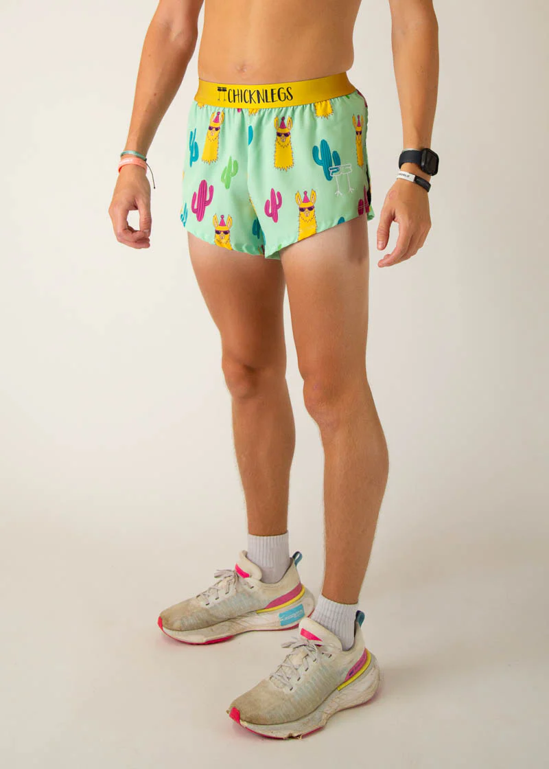 Men's Green Llamas 2" Split Shorts - Image 3