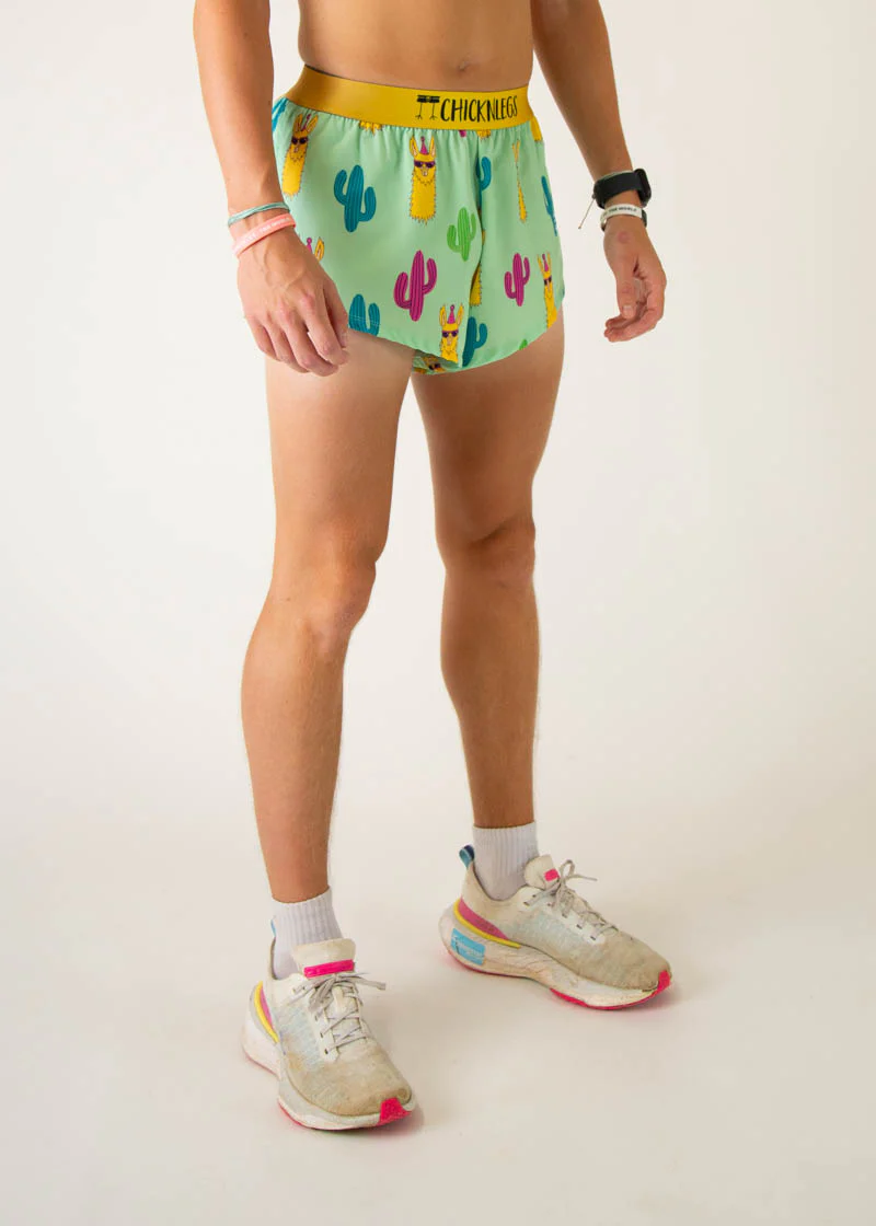Men's Green Llamas 2" Split Shorts - Image 4