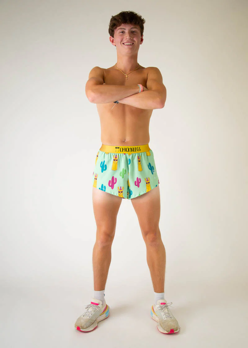 Men's Green Llamas 2" Split Shorts - Image 6
