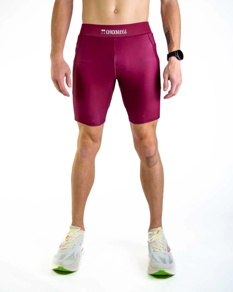 Men's Maroon 8" Half Tights - Image 2
