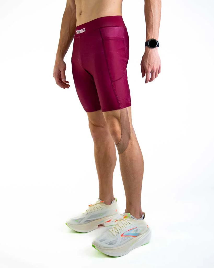 Men's Maroon 8" Half Tights - Image 3