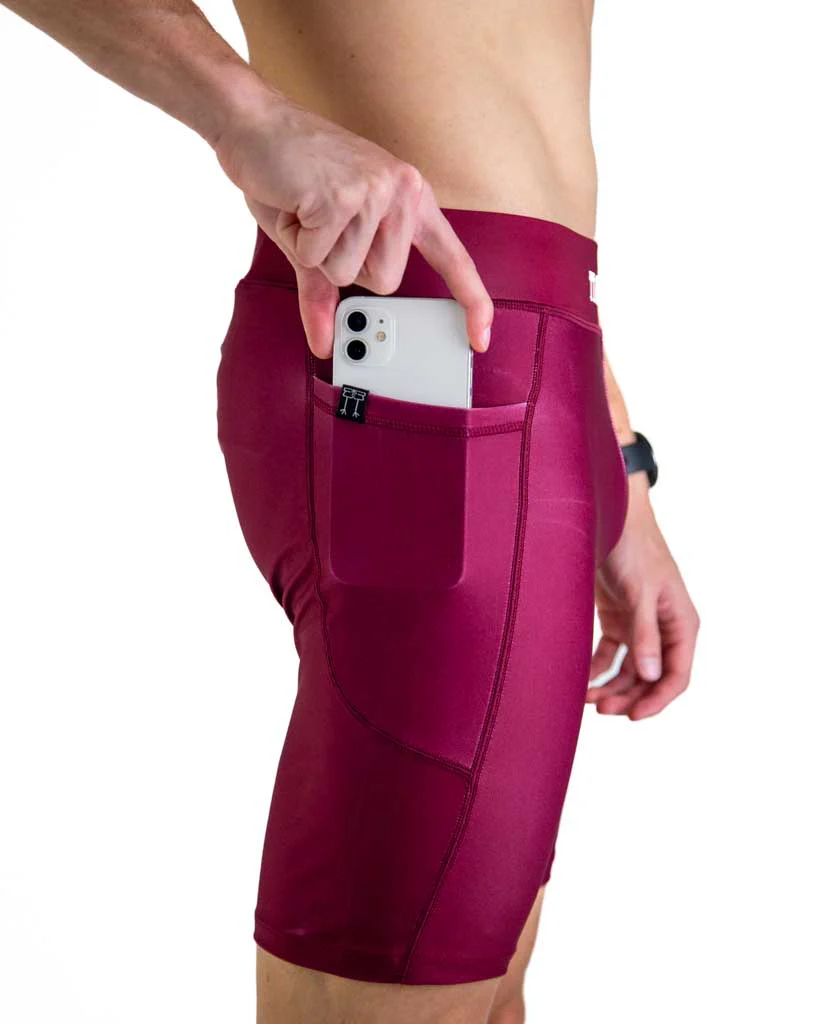 Men's Maroon 8" Half Tights - Image 5