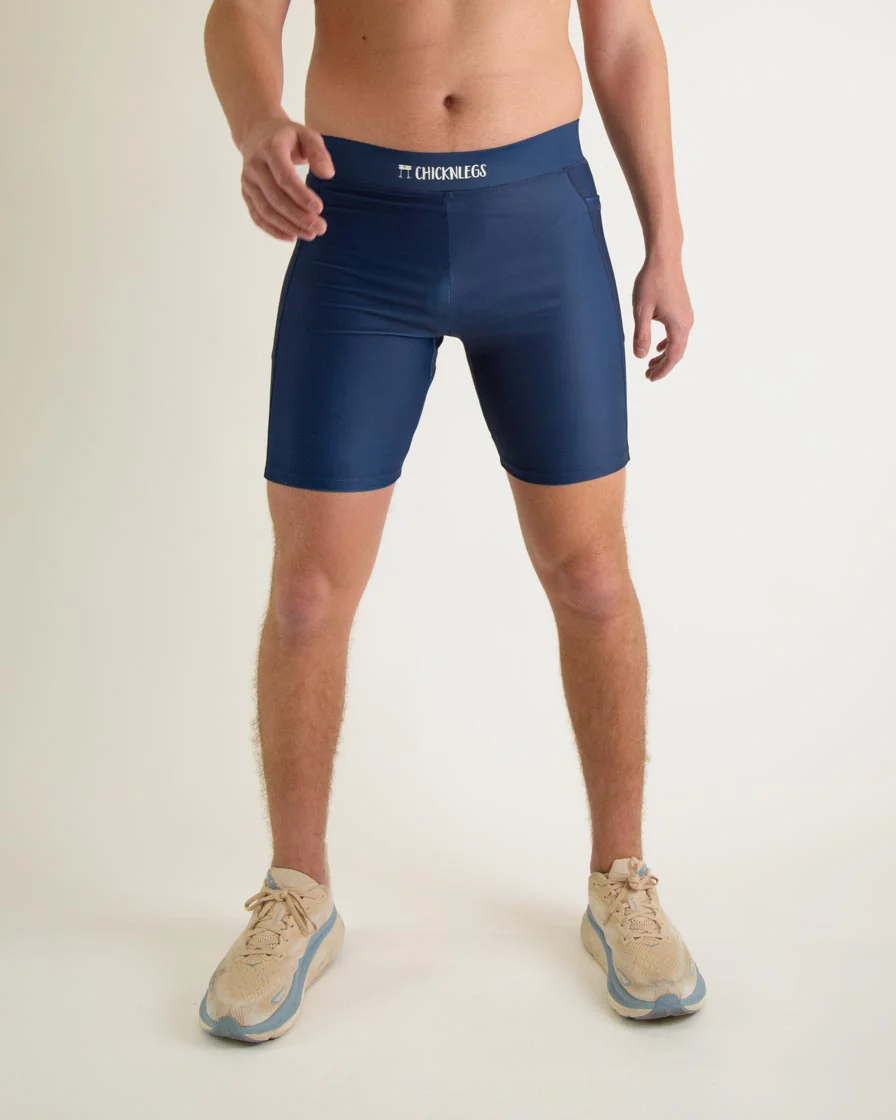 Men's Navy Blue 8" Half Tights - Image 2