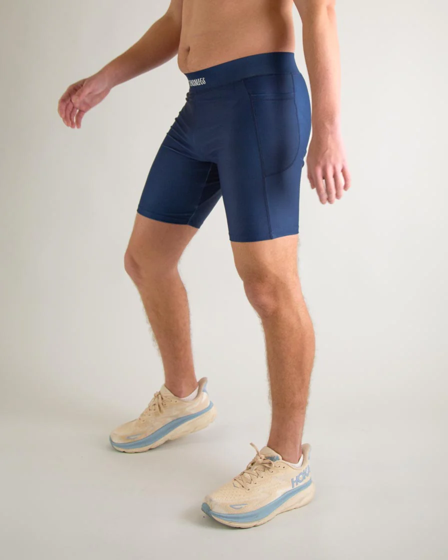 Men's Navy Blue 8" Half Tights - Image 4