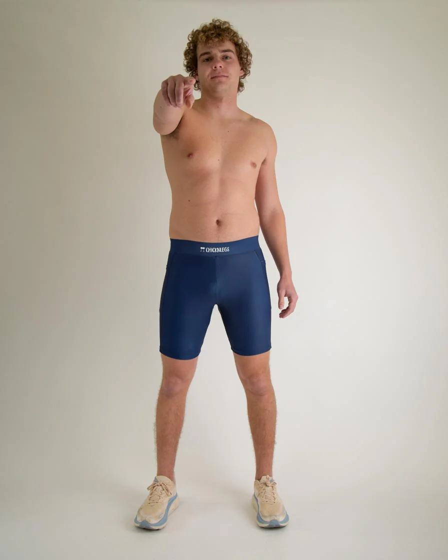 Men's Navy Blue 8" Half Tights - Image 6