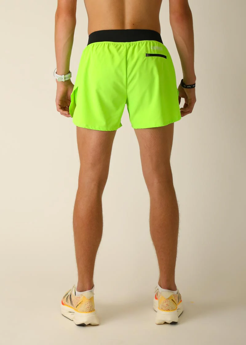 Men's Neon Green 4" Half Split Shorts - Image 4