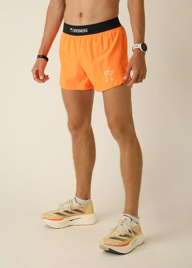 Men's Neon Orange 4" Half Split Shorts - Image 2