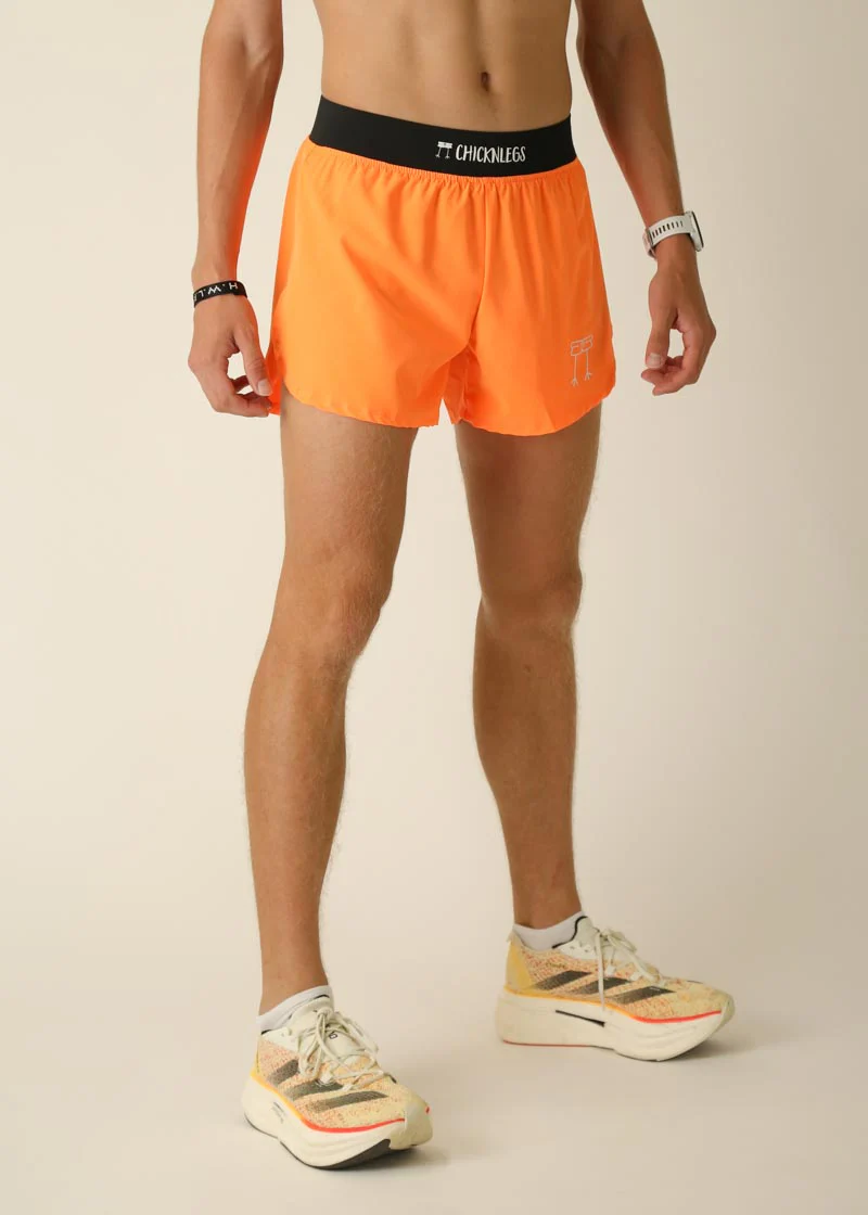 Men's Neon Orange 4" Half Split Shorts - Image 3