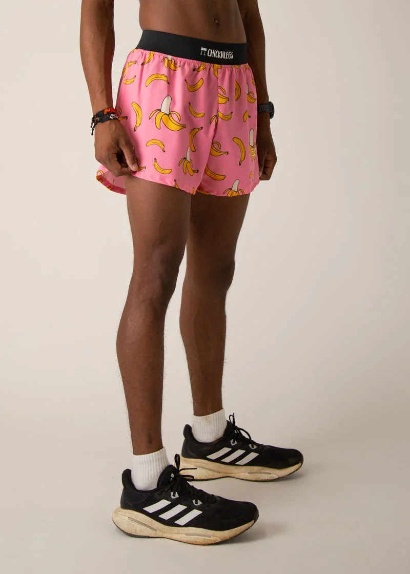 Men's Pink Bananas 4" Half Split Shorts - Image 2