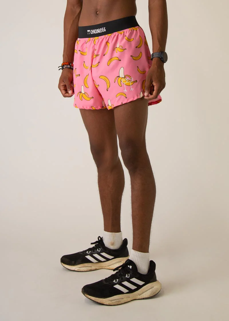 Men's Pink Bananas 4" Half Split Shorts - Image 3