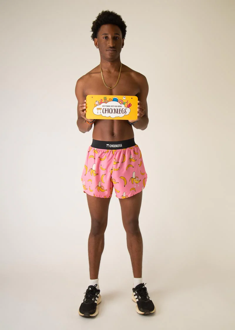 Men's Pink Bananas 4" Half Split Shorts - Image 5