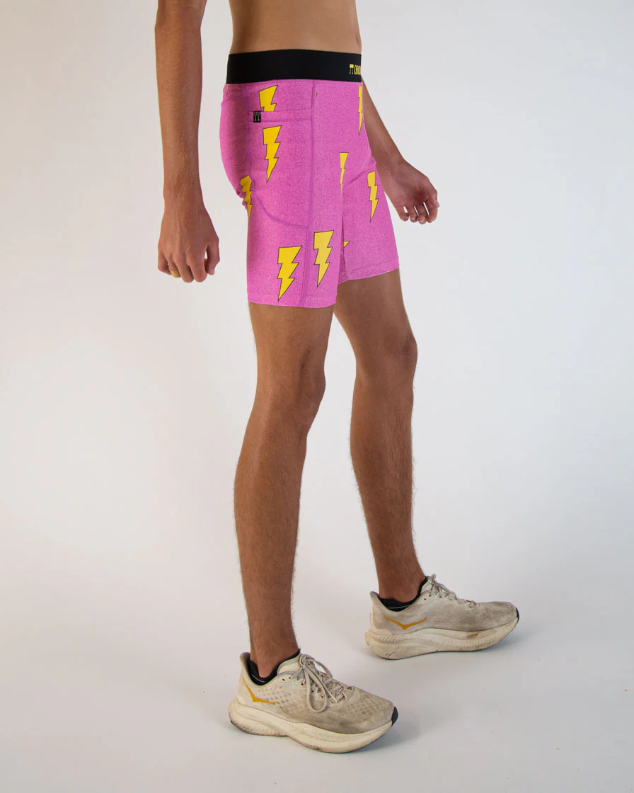 Men's Pink Bolts 8" Half Tights - Image 5